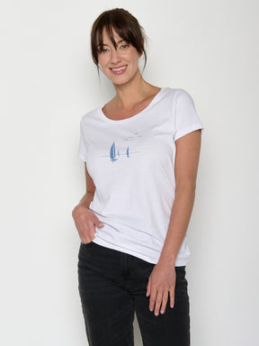 White: Sportliches T-Shirt aus Bio-Baumwolle für Damen [22011]