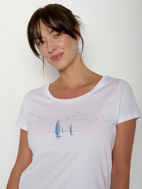 White: Sportliches T-Shirt aus Bio-Baumwolle für Damen [22012]