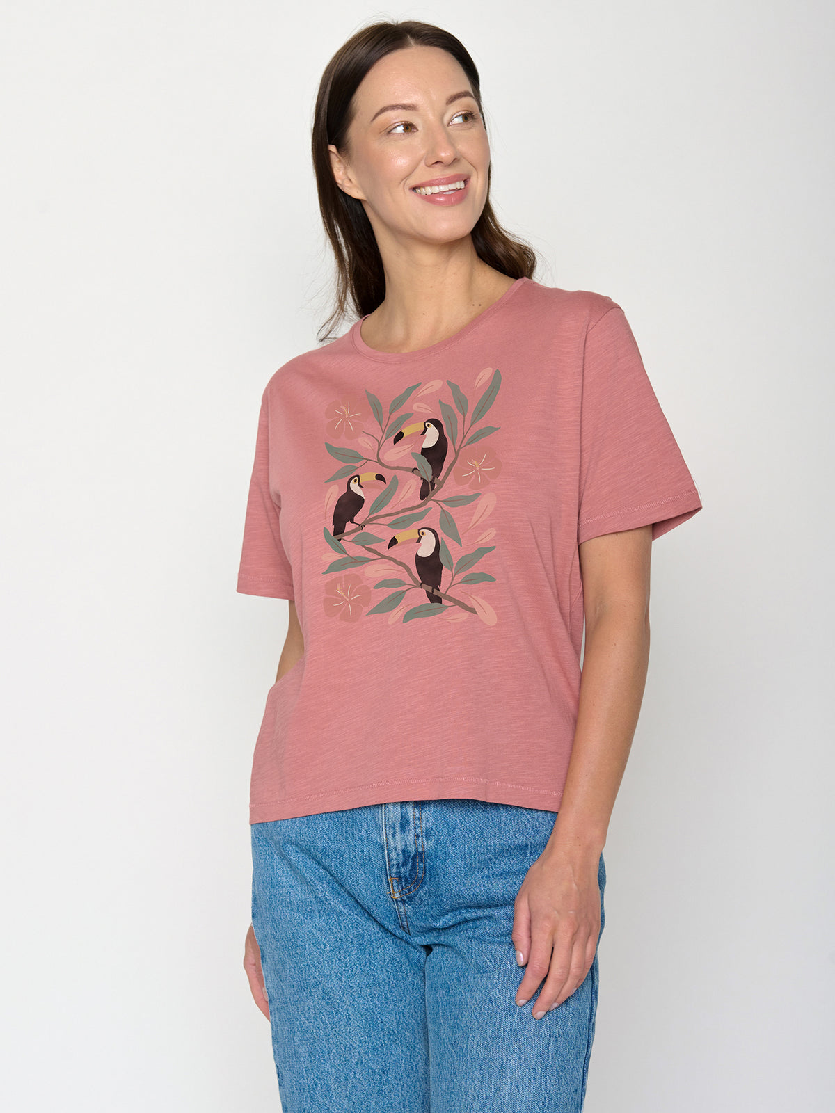 Dark Rose: Kastiges T-Shirt aus Bio-Baumwolle für Damen [22023]