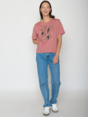 Dark Rose: Kastiges T-Shirt aus Bio-Baumwolle für Damen [22025]