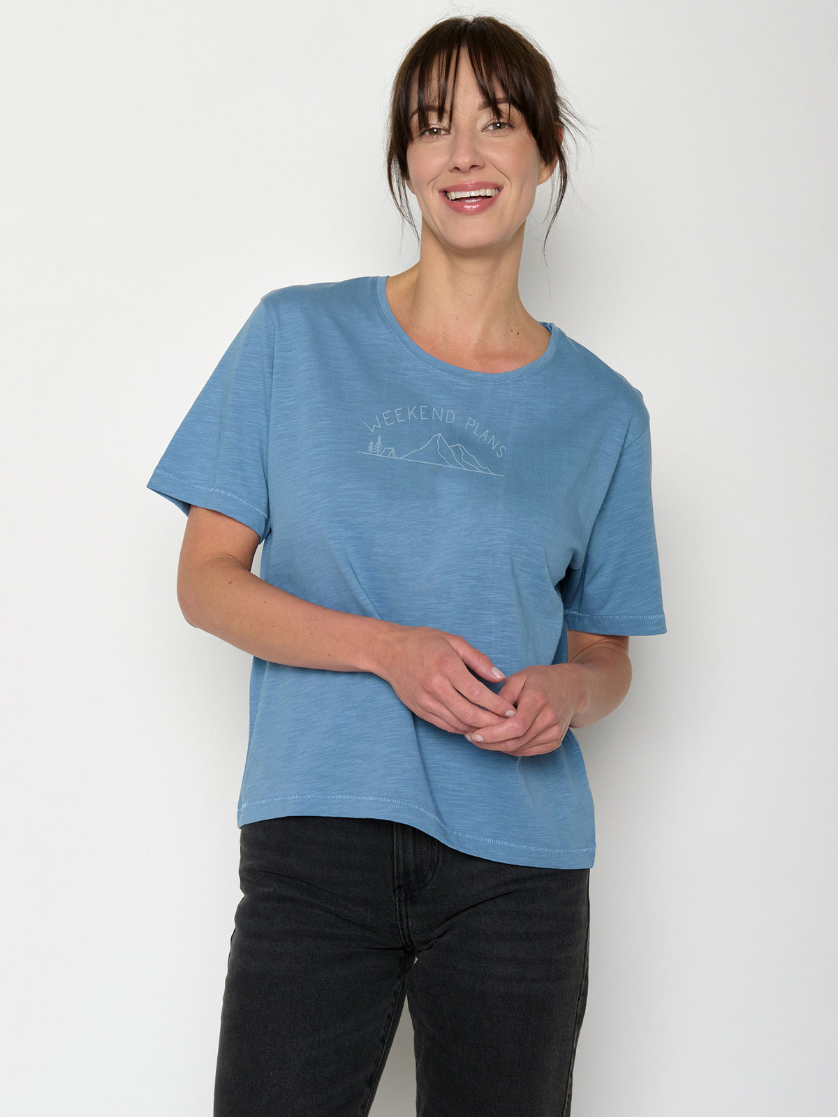 Glacier Blue : Kastiges T-Shirt aus Bio-Baumwolle für Damen [22031]