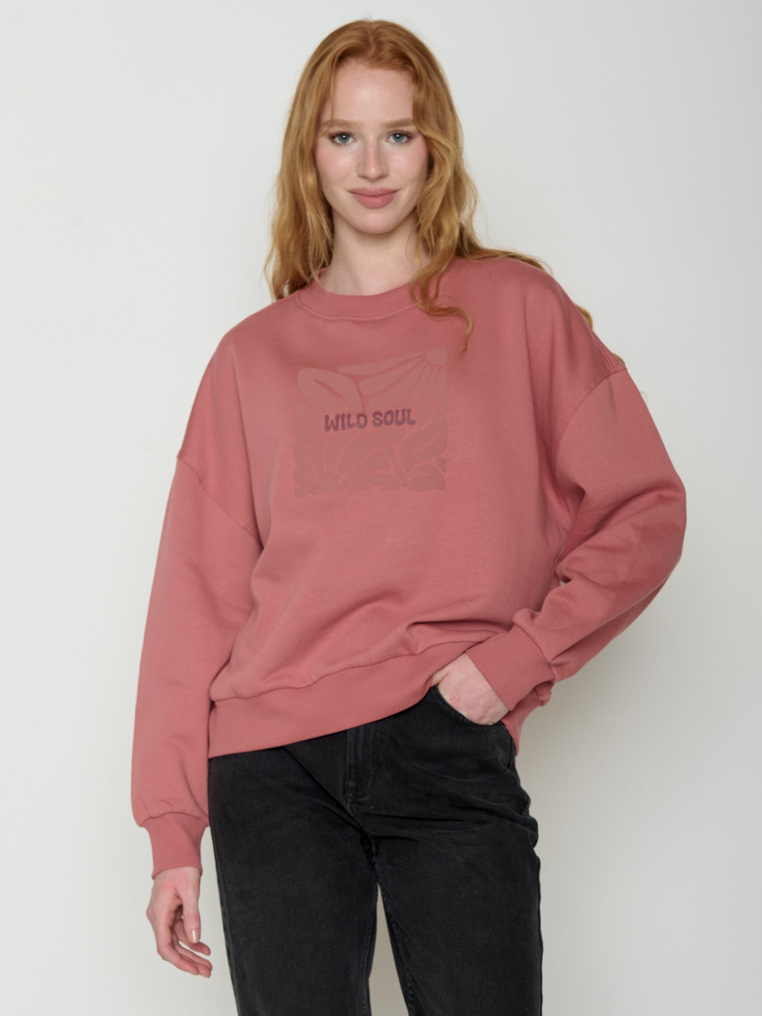 Dark Rose: Lässiges Sweatshirt aus Bio-Baumwolle für Damen [22036]