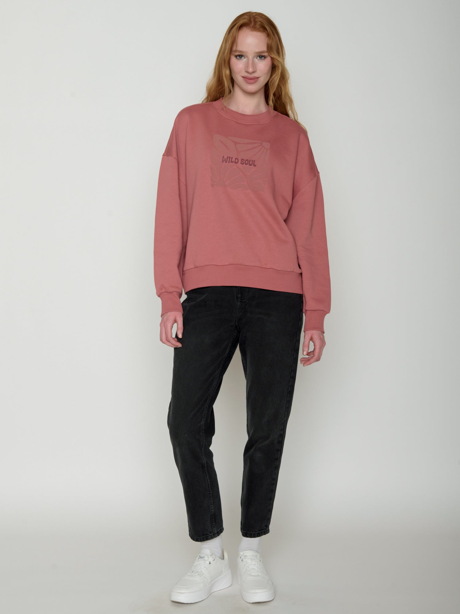 Dark Rose: Lässiges Sweatshirt aus Bio-Baumwolle für Damen [22038]