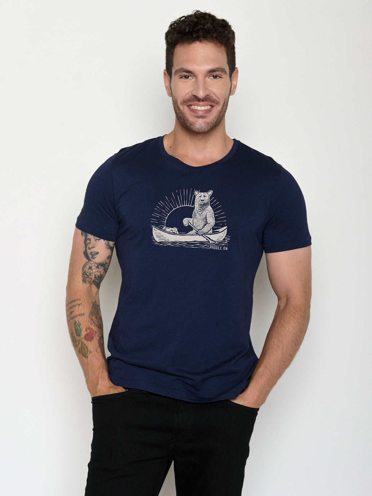 Navy: Sportliches T-Shirt aus Bio-Baumwolle für Herren [22044]