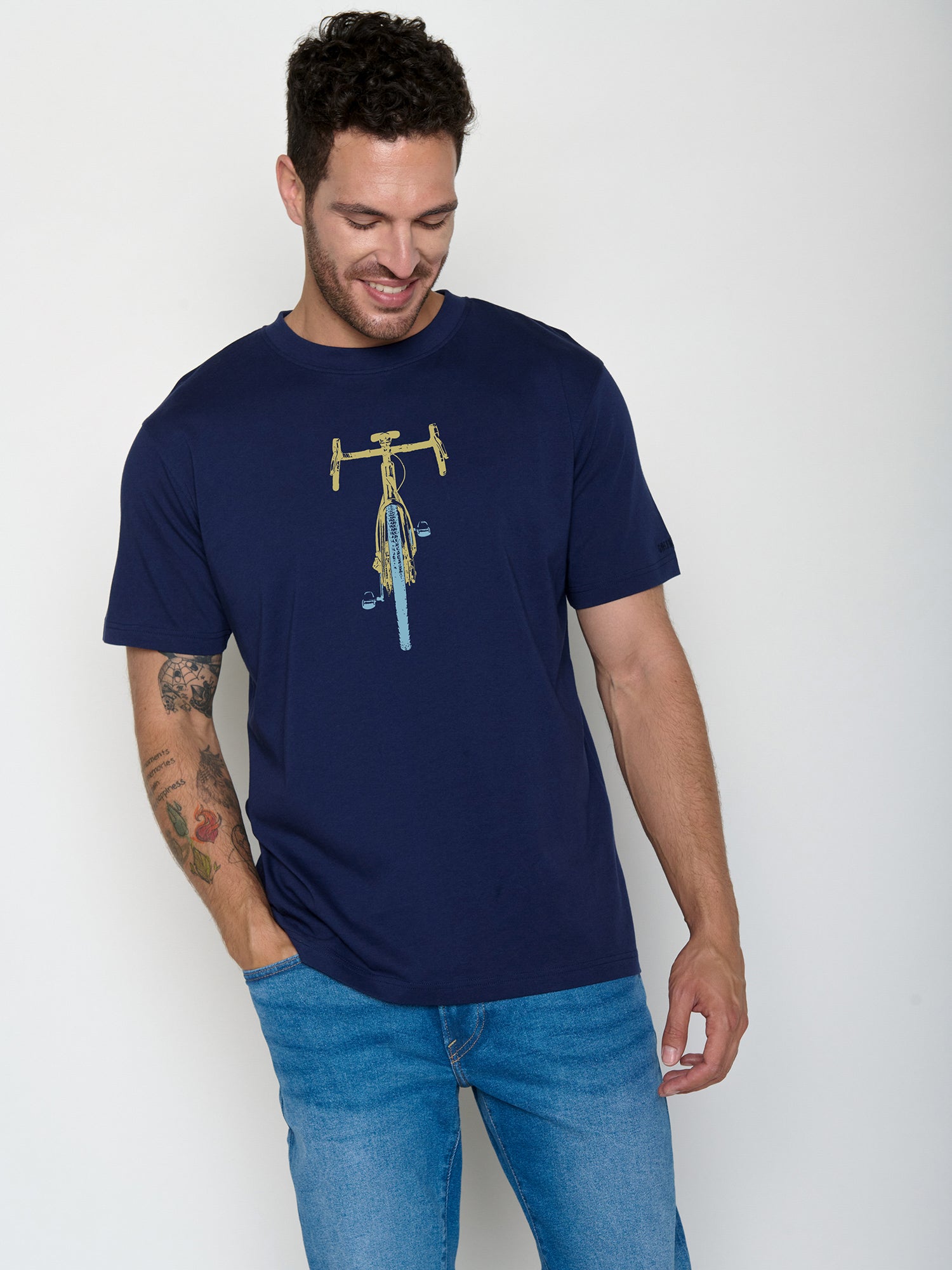 Navy: Lässiges Oversize-T-Shirt aus Bio-Baumwolle für Herren [22056]