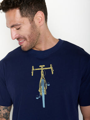 Navy: Lässiges Oversize-T-Shirt aus Bio-Baumwolle für Herren [22057]