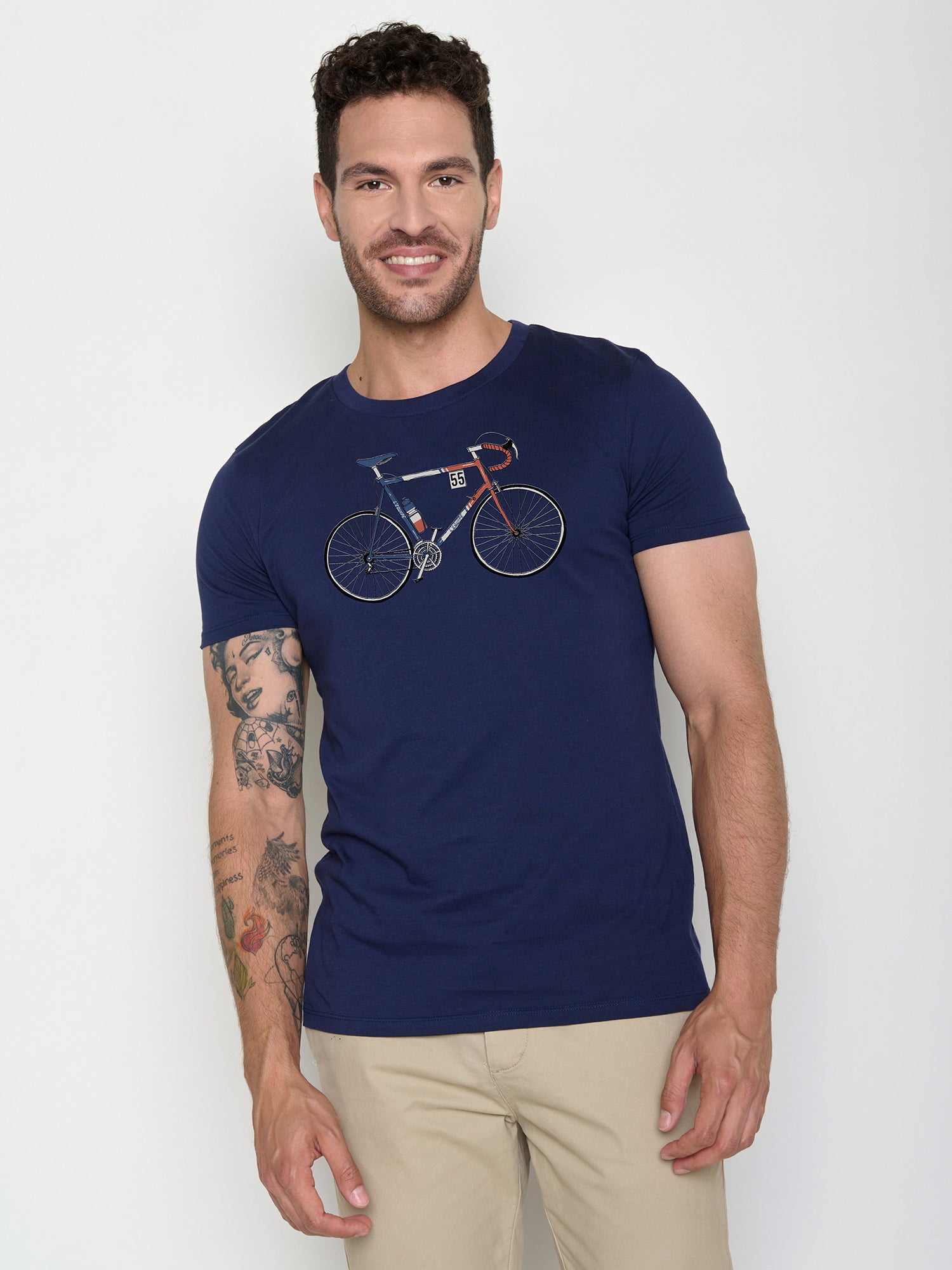 Navy: Sportliches T-Shirt aus Bio-Baumwolle für Herren [22065]