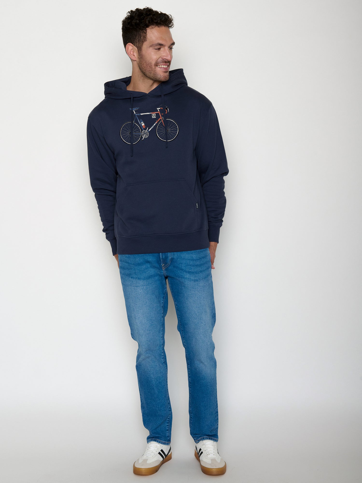 Navy: Gemütlicher Hoodie aus Bio-Baumwolle für Herren [22075]