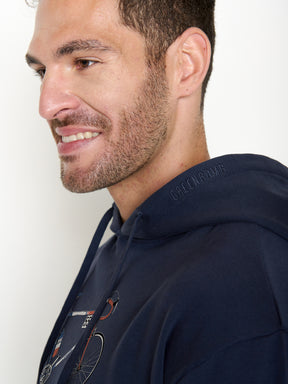 Navy: Gemütlicher Hoodie aus Bio-Baumwolle für Herren [22076]