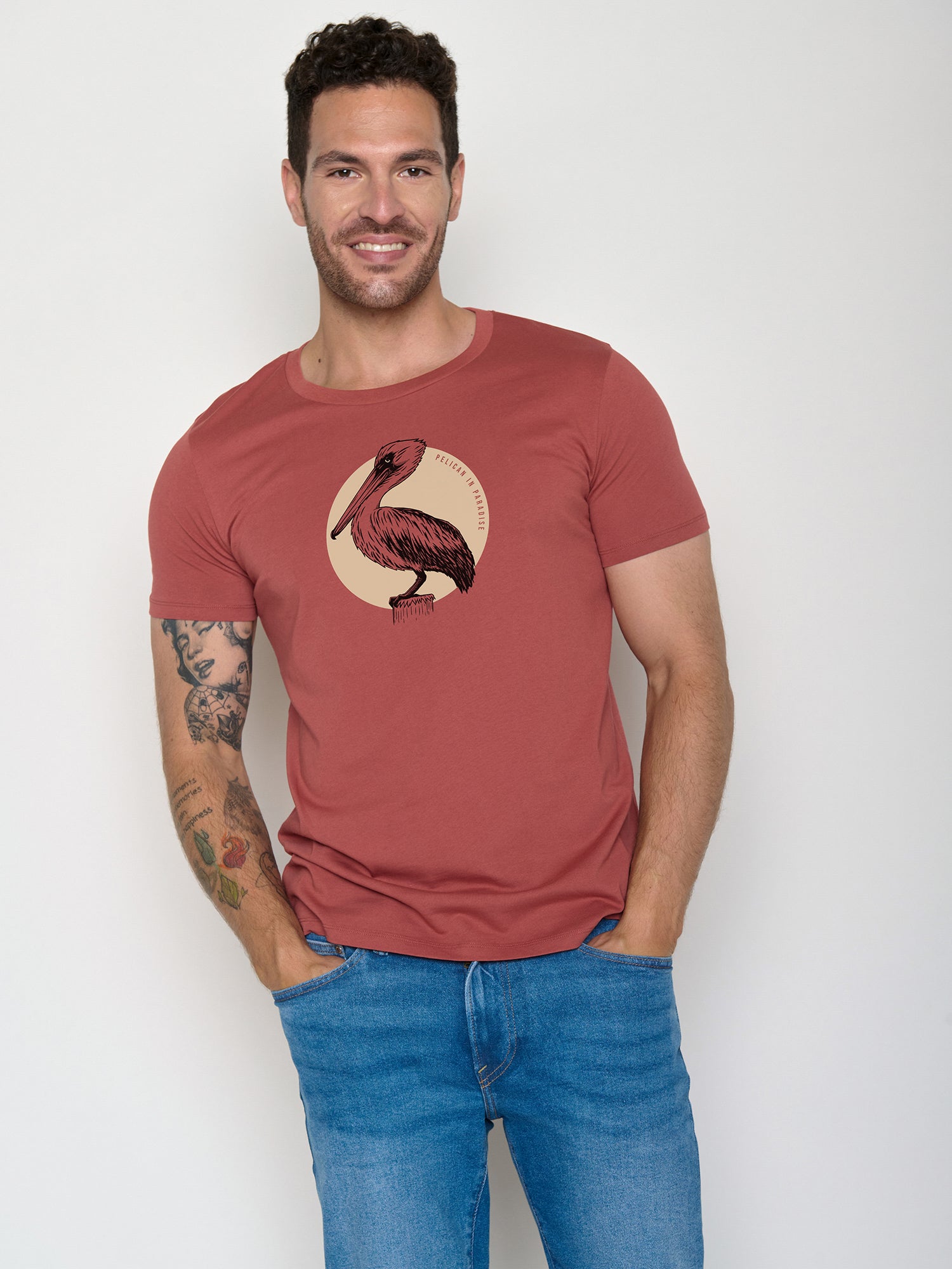 Sunset Red: Sportliches T-Shirt aus Bio-Baumwolle für Herren [22123]
