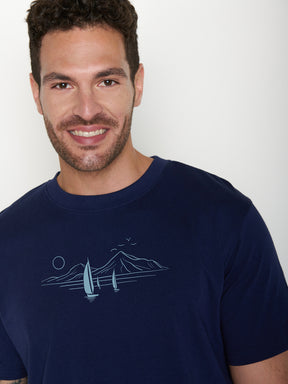 Navy: Lässiges Oversize-T-Shirt aus Bio-Baumwolle für Herren [22128]