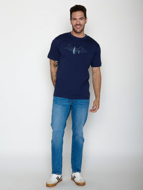 Navy: Lässiges Oversize-T-Shirt aus Bio-Baumwolle für Herren [22129]