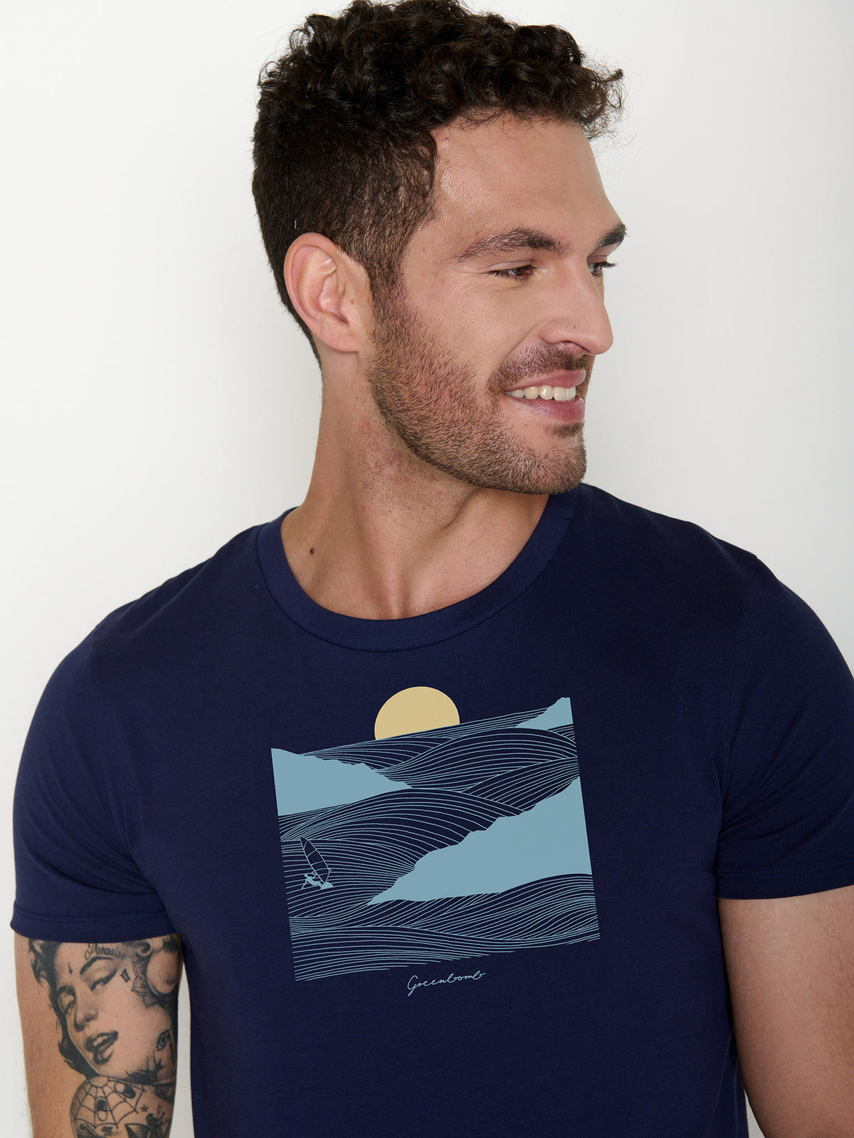 Navy: Sportliches T-Shirt aus Bio-Baumwolle für Herren [22141]