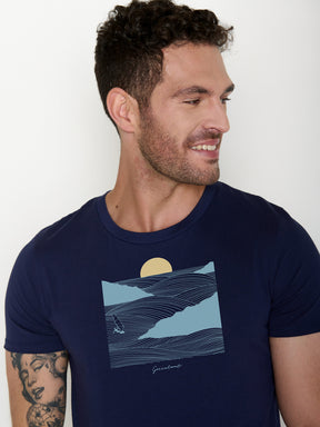 Navy: Sportliches T-Shirt aus Bio-Baumwolle für Herren [22141]