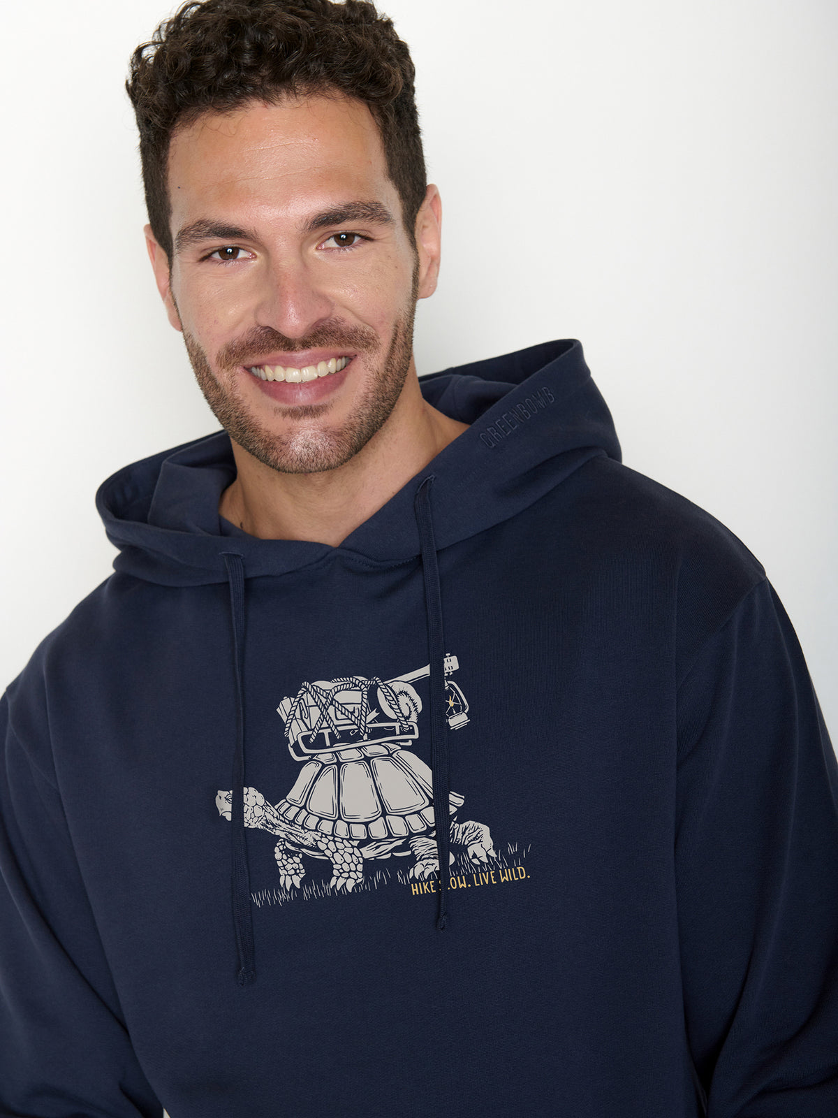 Navy: Gemütlicher Hoodie aus Bio-Baumwolle für Herren [22153]