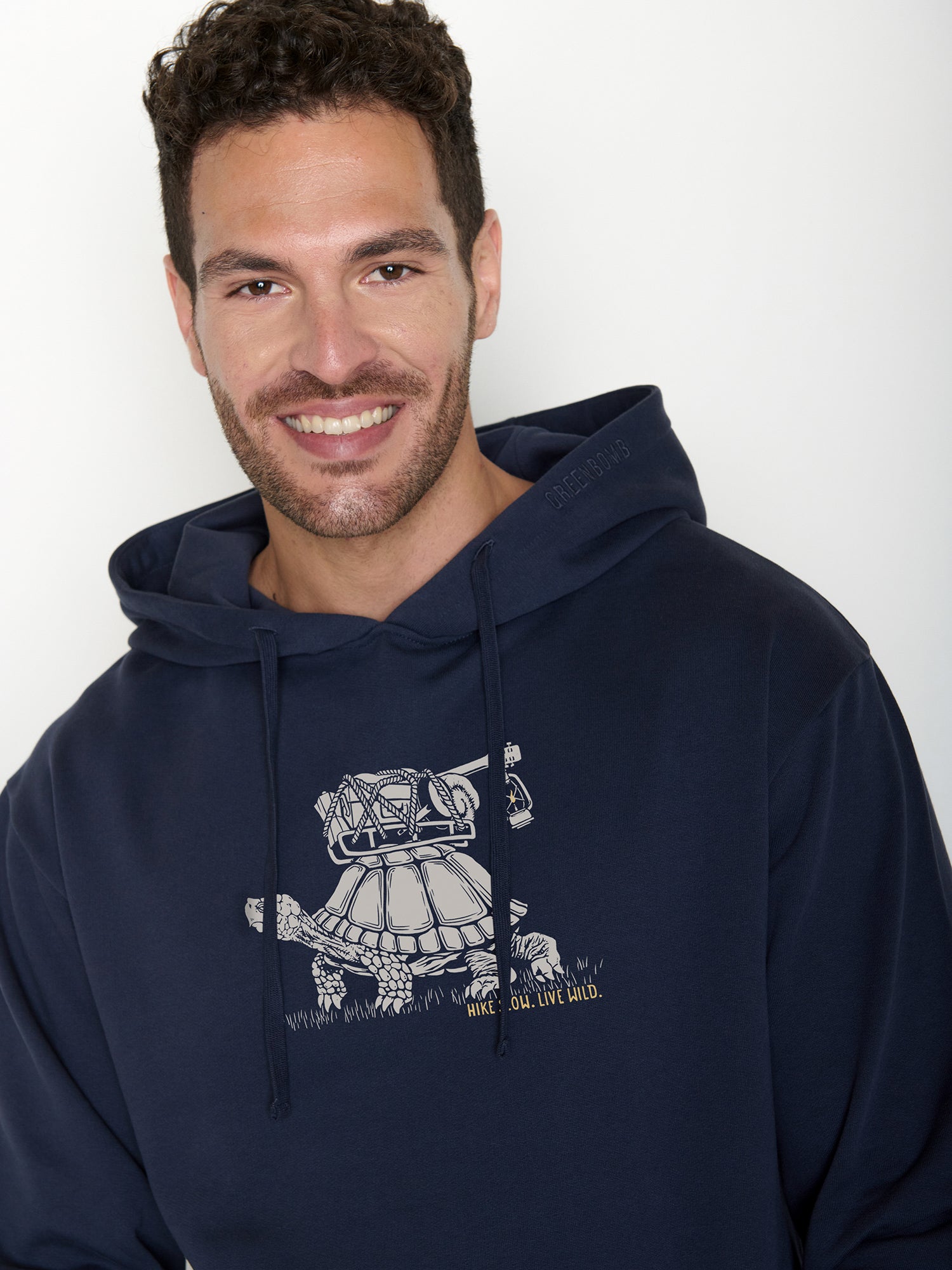 Navy: Gemütlicher Hoodie aus Bio-Baumwolle für Herren [22153]