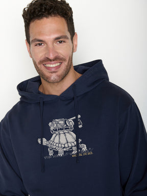 Navy: Gemütlicher Hoodie aus Bio-Baumwolle für Herren [22153]