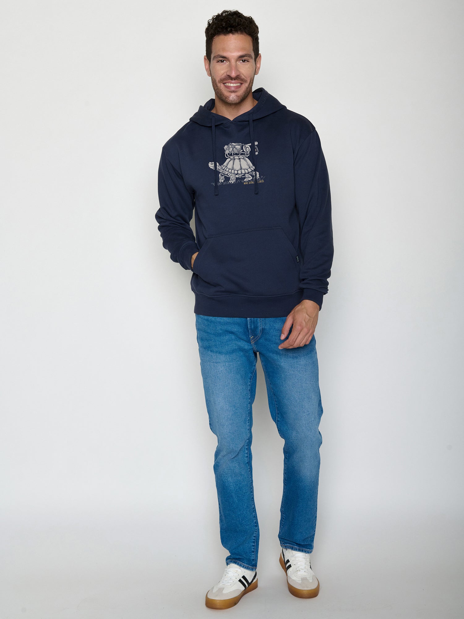 Navy: Gemütlicher Hoodie aus Bio-Baumwolle für Herren [22154]