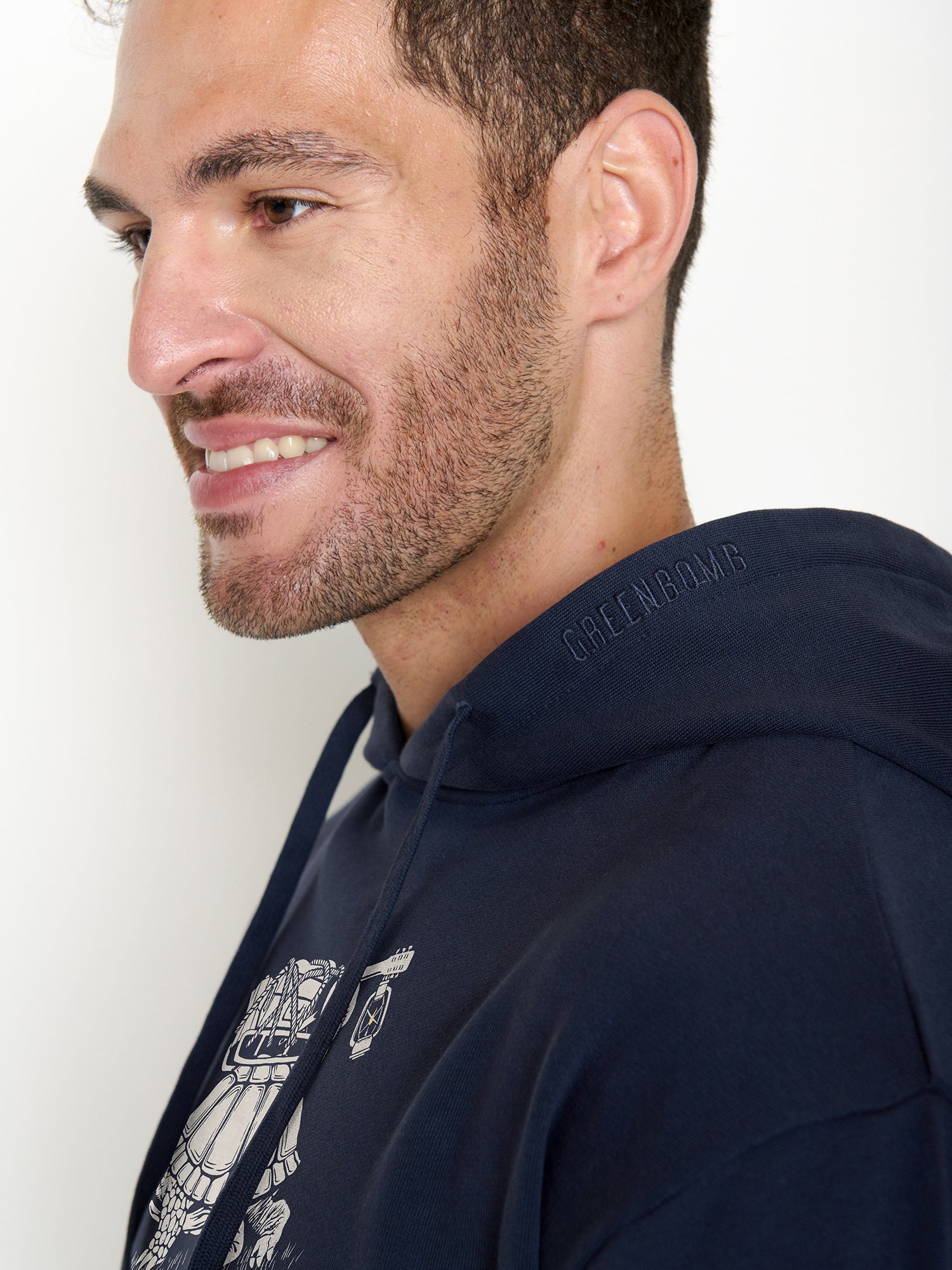 Navy: Gemütlicher Hoodie aus Bio-Baumwolle für Herren [22155]