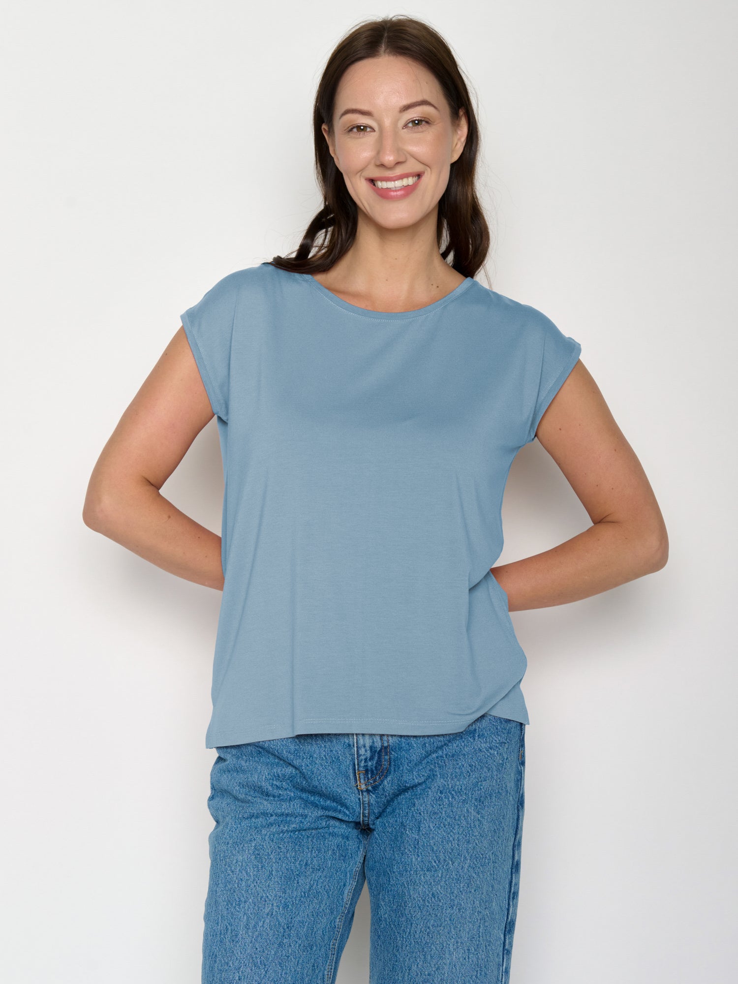 Glacier Blue : Lässiges Shirt aus LENZING™ TENCEL™ Mix für Damen [22165]