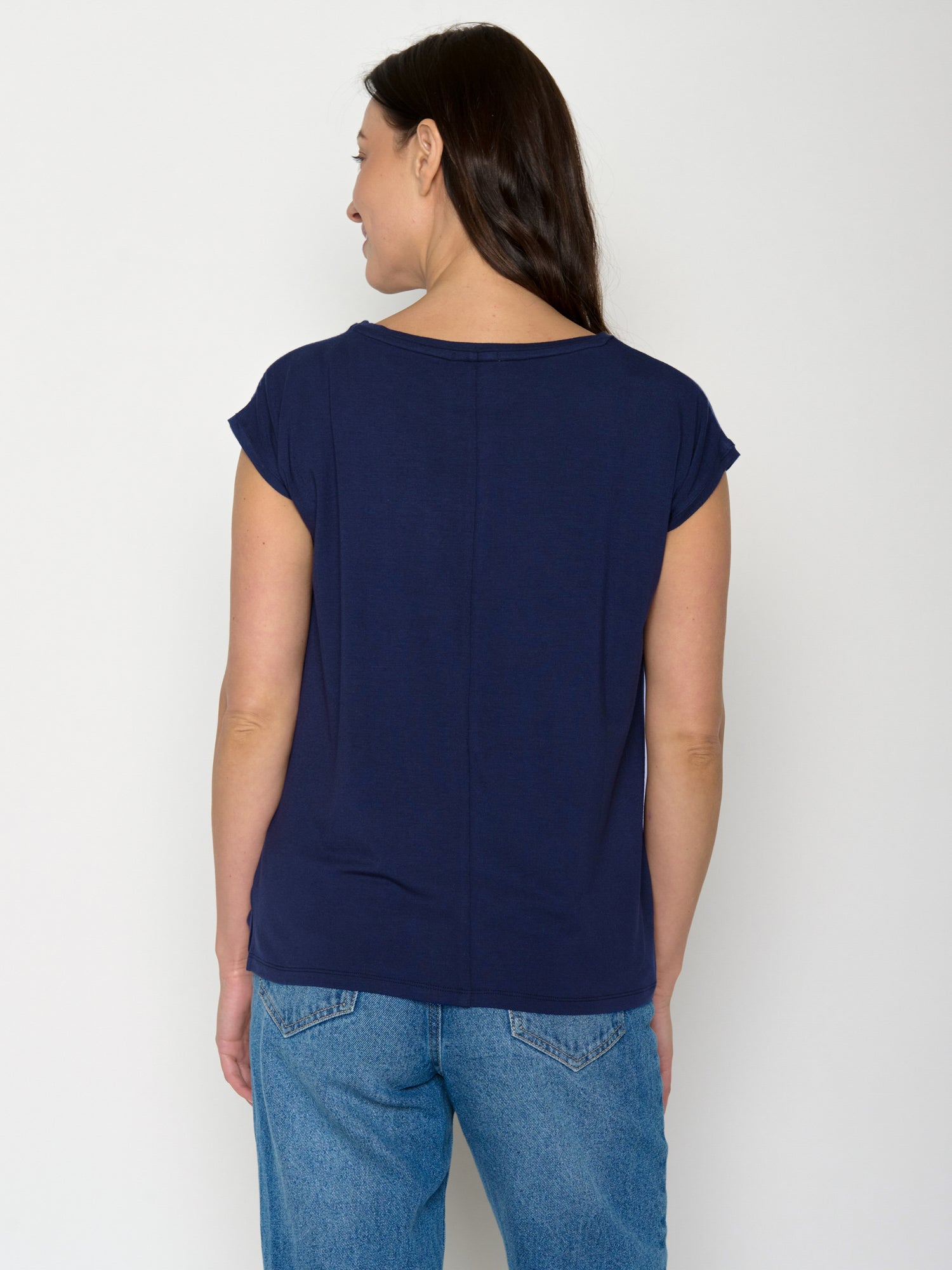 Navy: Lässiges Shirt aus LENZING™ TENCEL™ Mix für Damen [22177]