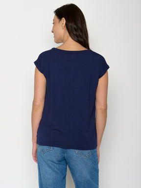 Navy: Lässiges Shirt aus LENZING™ TENCEL™ Mix für Damen [22177]