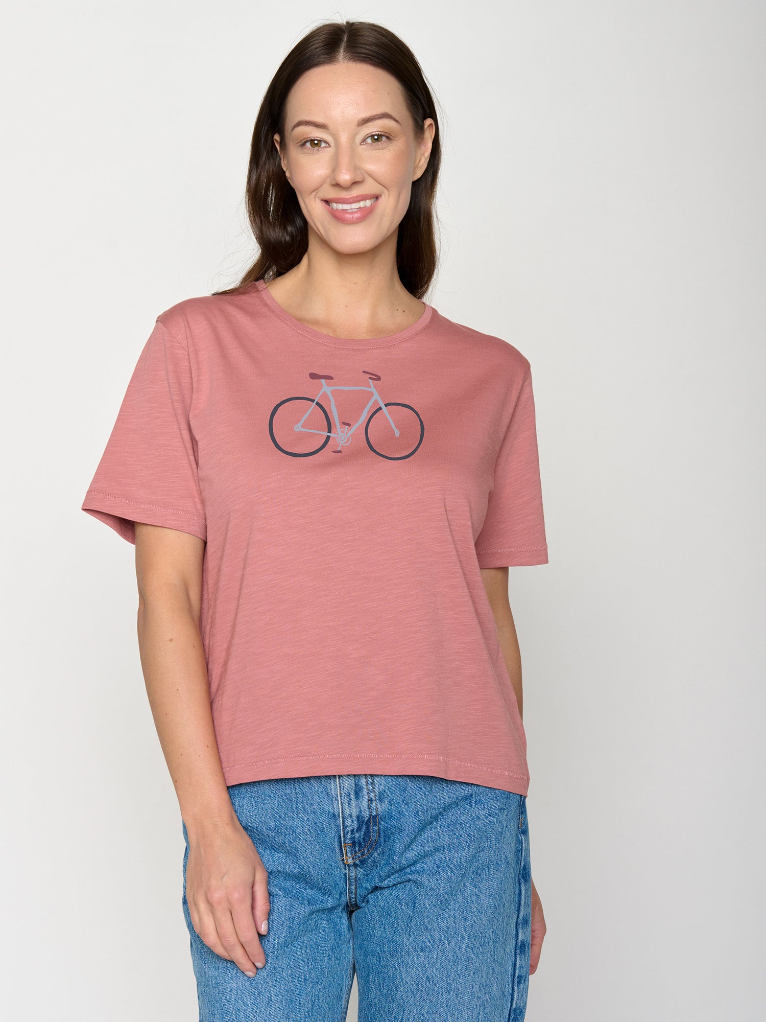 Dark Rose: Kastiges T-Shirt aus Bio-Baumwolle für Damen [22216]