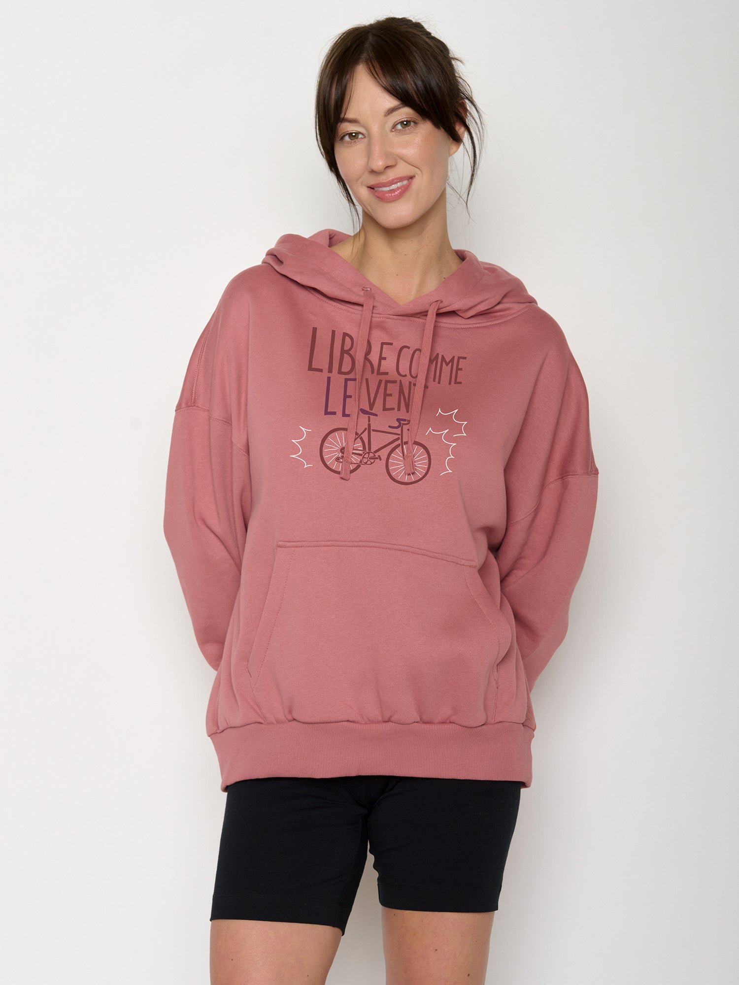 Dark Rose: Lässiger Hoodie aus Bio-Baumwolle für Damen [22224]
