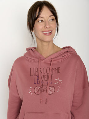 Dark Rose: Lässiger Hoodie aus Bio-Baumwolle für Damen [22225]