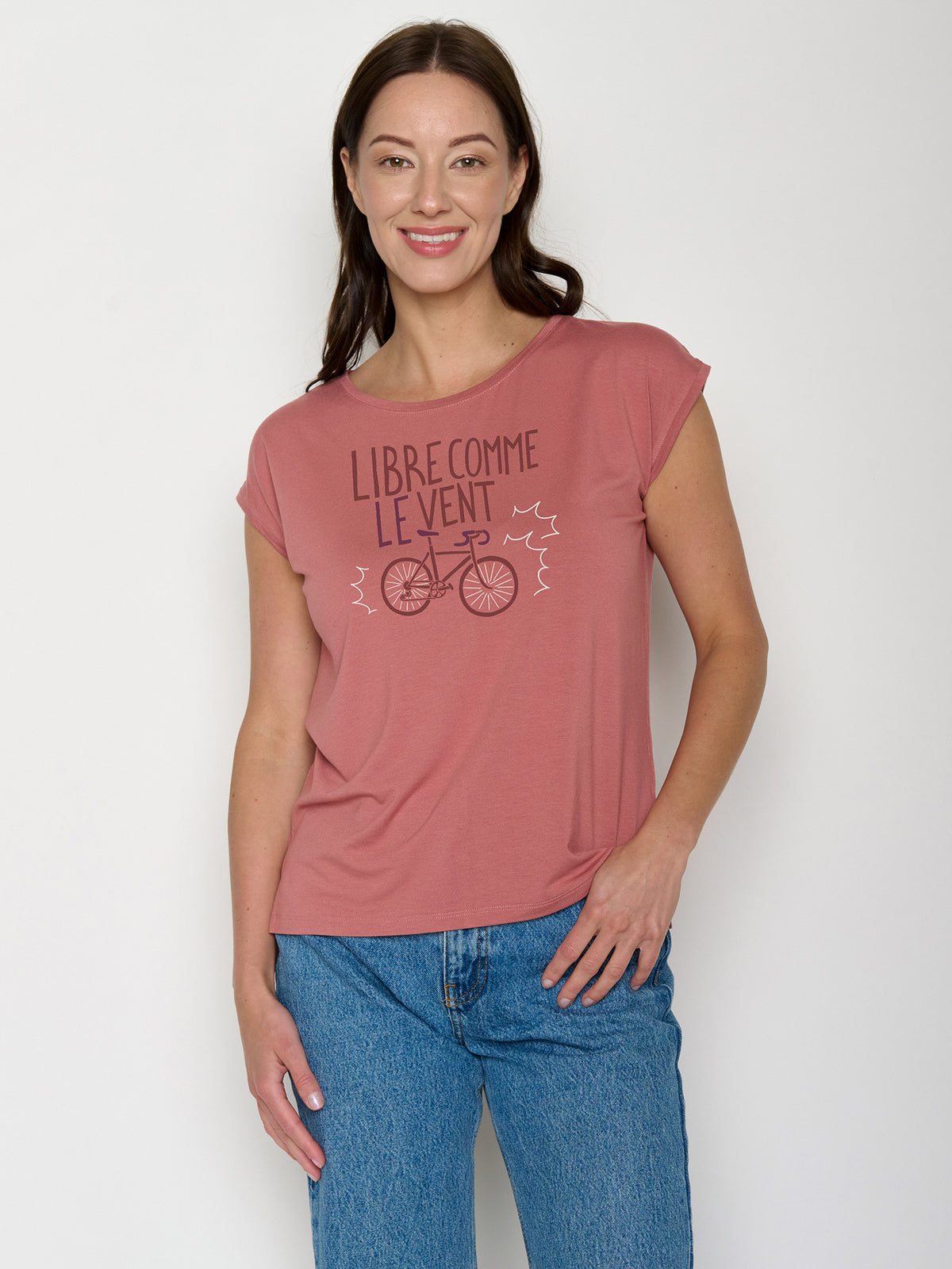 Dark Rose: Lässiges Shirt aus LENZING™ TENCEL™ Mix für Damen [22228]