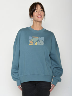 Vintage Blue: Lässiges Sweatshirt aus Bio-Baumwolle für Damen [22232]
