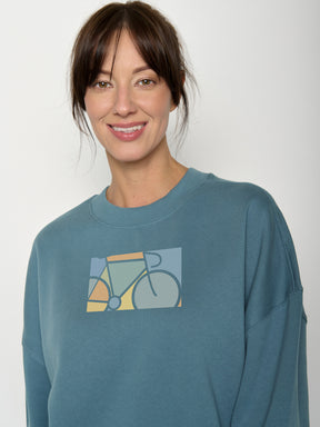 Vintage Blue: Lässiges Sweatshirt aus Bio-Baumwolle für Damen [22233]