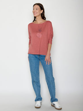 Dark Rose: Gemütliches Longsleeve aus Viskose (LENZING™ ECOVERO™) Mix für Damen [22245]