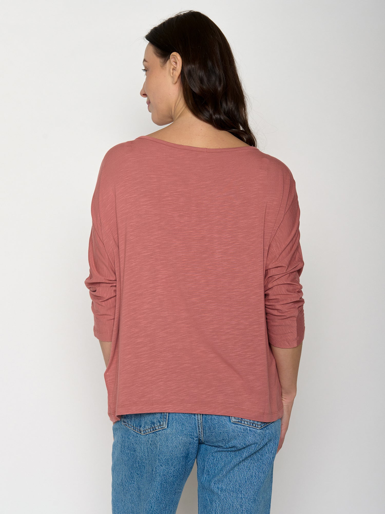 Dark Rose: Gemütliches Longsleeve aus Viskose (LENZING™ ECOVERO™) Mix für Damen [22246]
