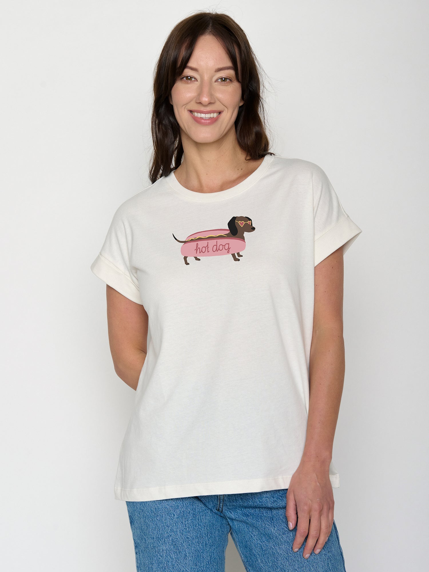 Moonstone: Sportliches T-Shirt aus Bio-Baumwolle mit Rollup Sleeve für Damen [22251]