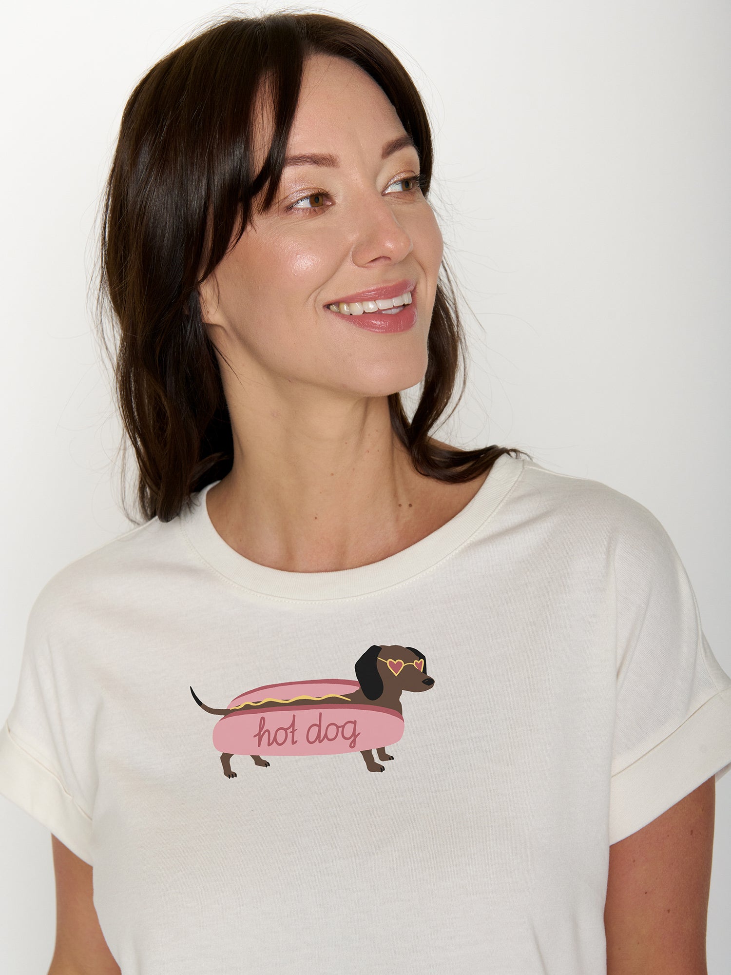 Moonstone: Sportliches T-Shirt aus Bio-Baumwolle mit Rollup Sleeve für Damen [22252]