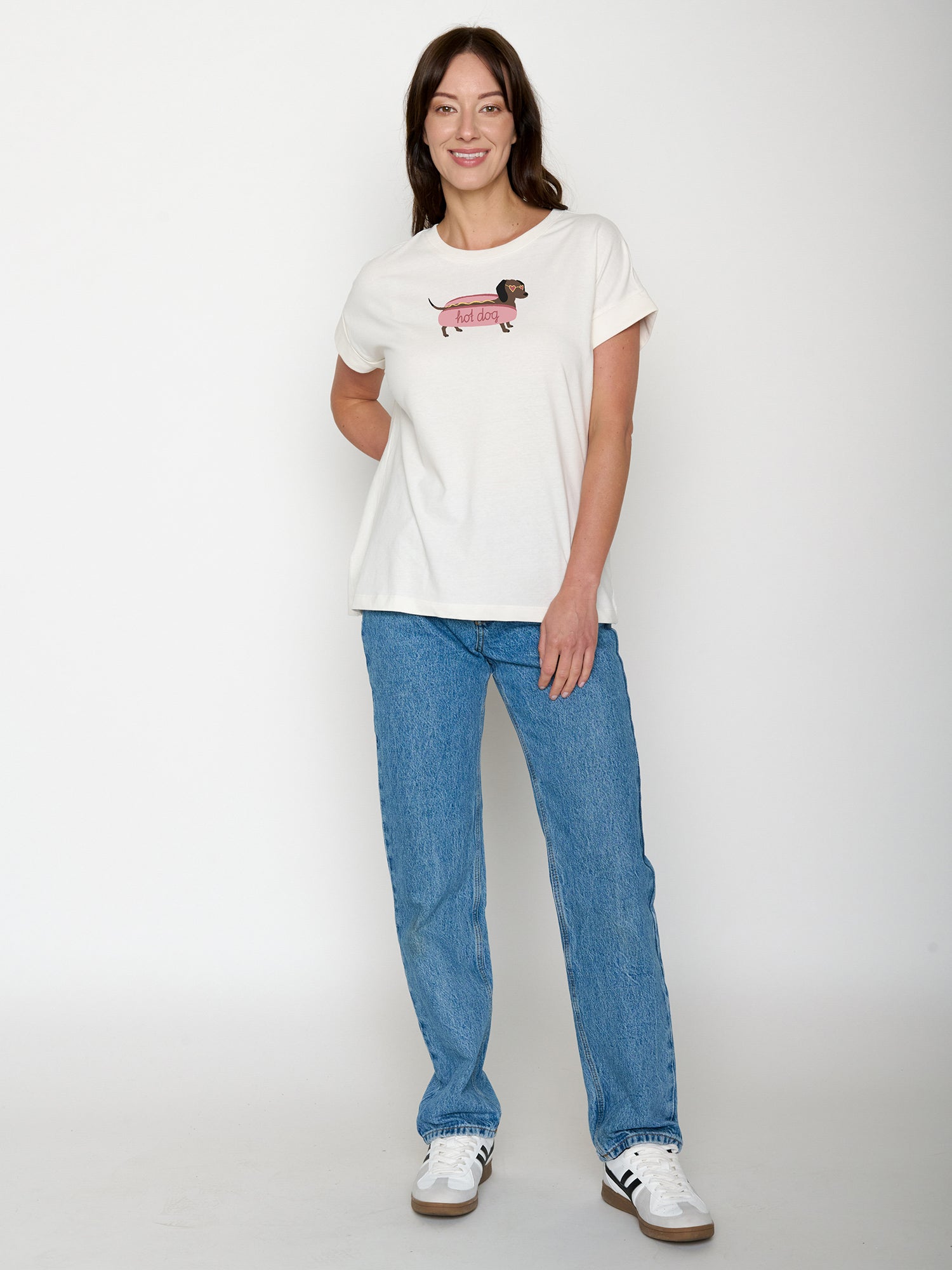 Moonstone: Sportliches T-Shirt aus Bio-Baumwolle mit Rollup Sleeve für Damen [22253]