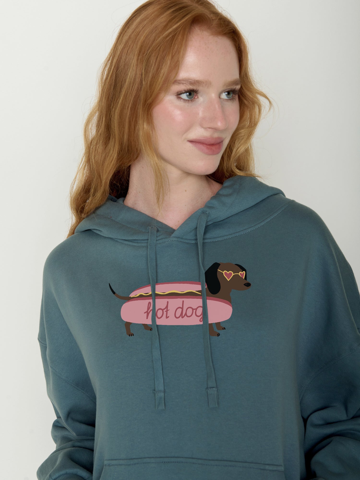 Vintage Blue: Lässiger Hoodie aus Bio-Baumwolle für Damen [22256]