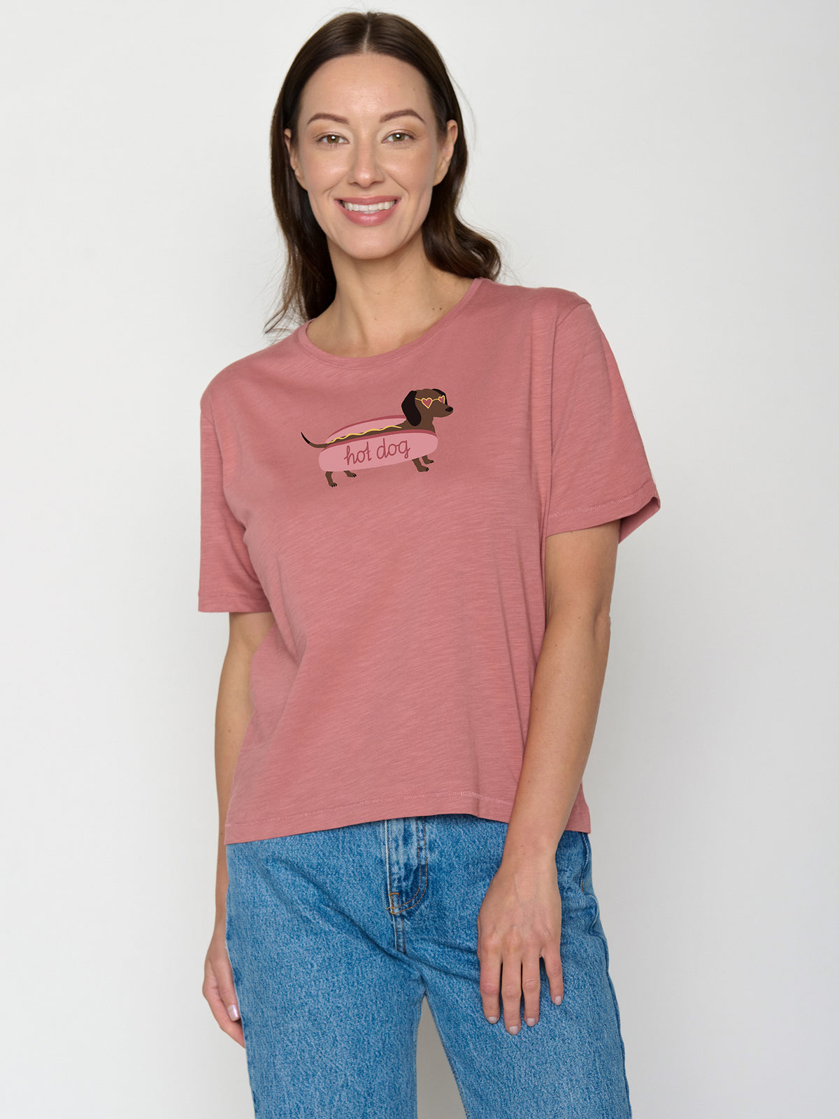 Dark Rose: Kastiges T-Shirt aus Bio-Baumwolle für Damen [22259]