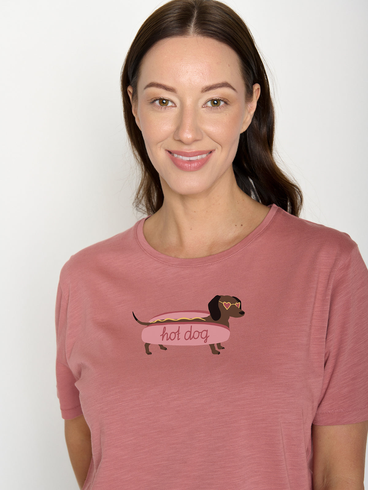 Dark Rose: Kastiges T-Shirt aus Bio-Baumwolle für Damen [22260]