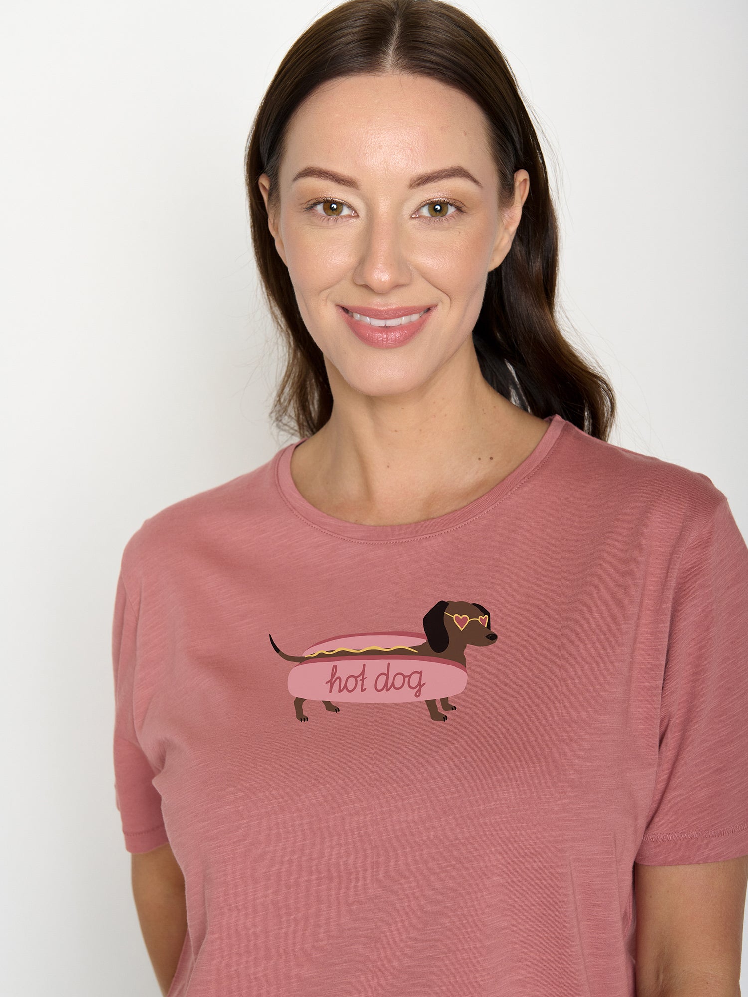 Dark Rose: Kastiges T-Shirt aus Bio-Baumwolle für Damen [22260]