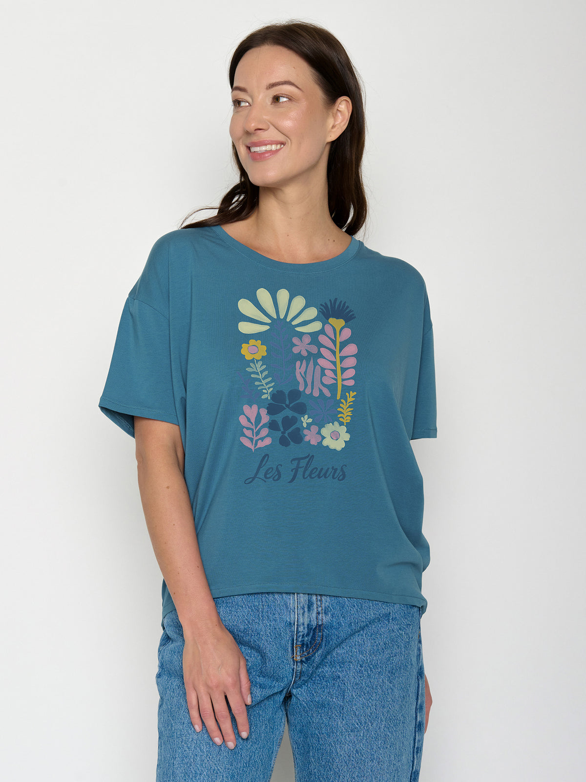 True Blue: Lässiges T-Shirt aus Bio-Baumwoll-Mix für Damen [22263]