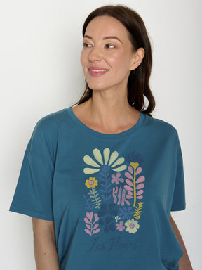 True Blue: Lässiges T-Shirt aus Bio-Baumwoll-Mix für Damen [22264]