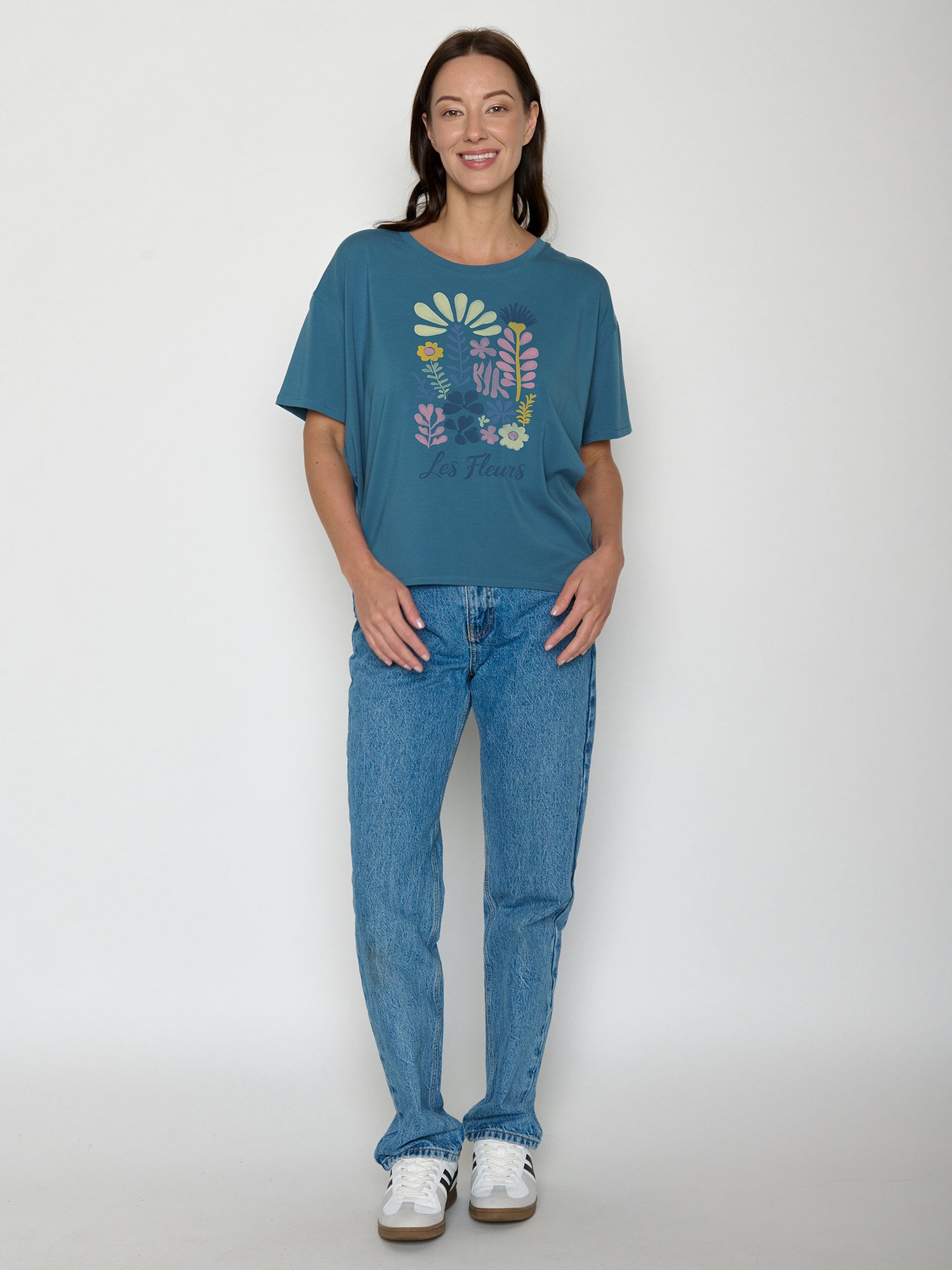 True Blue: Lässiges T-Shirt aus Bio-Baumwoll-Mix für Damen [22265]