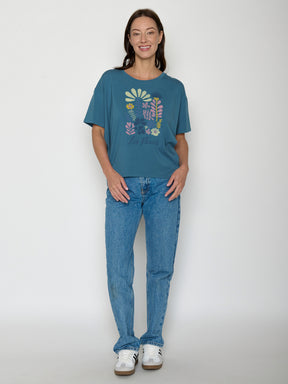 True Blue: Lässiges T-Shirt aus Bio-Baumwoll-Mix für Damen [22265]