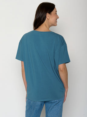 True Blue: Lässiges T-Shirt aus Bio-Baumwoll-Mix für Damen [22266]