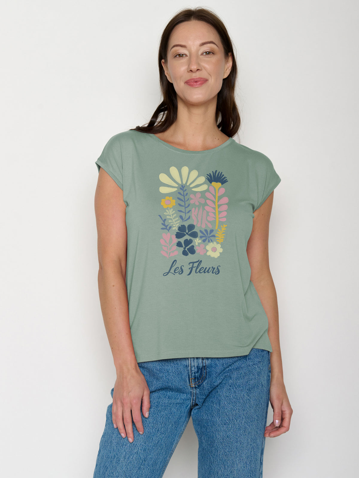 Pale Green: Lässiges Shirt aus LENZING™ TENCEL™ Mix für Damen [22271]