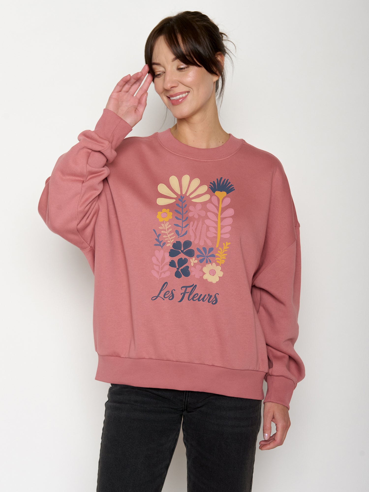 Dark Rose: Lässiges Sweatshirt aus Bio-Baumwolle für Damen [22275]