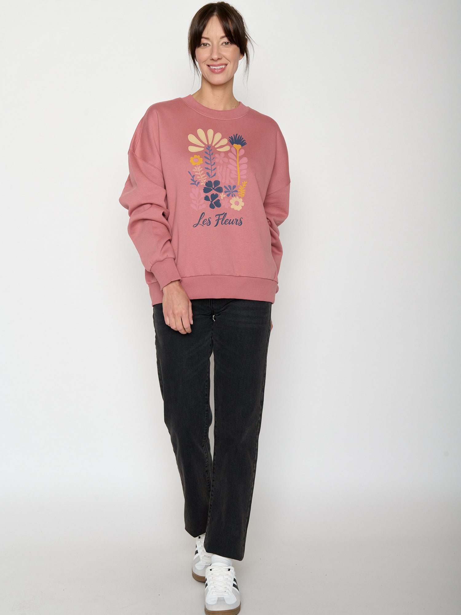 Dark Rose: Lässiges Sweatshirt aus Bio-Baumwolle für Damen [22277]