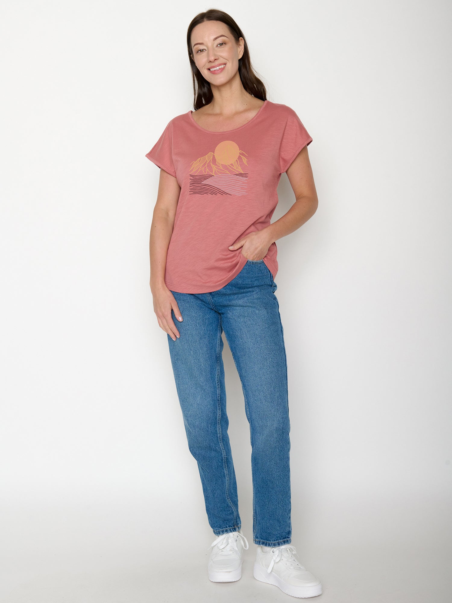 Dark Rose: Lässiges T-Shirt aus Bio-Baumwolle für Damen [22281]